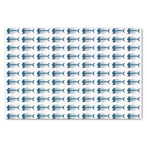 Blue Fish Bones Pattern Tissue Paper