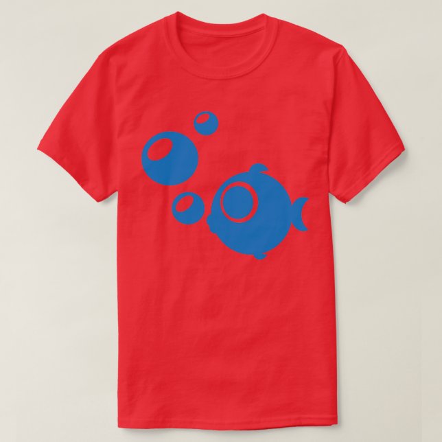 Blue Fish bubbles T-Shirt (Design Front)