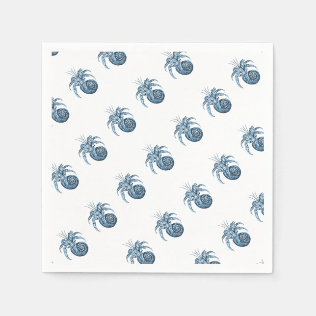 Blue fish coastal nautical ocean party supplies napkins (Front)