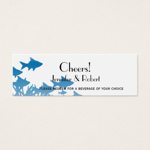 Customizable Blue Fish Coral Wedding Drink Tickets Business Cards