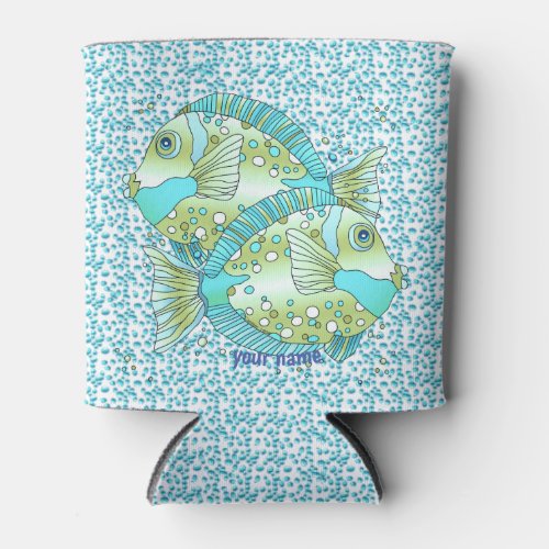 Blue Fish custom name Can Cooler