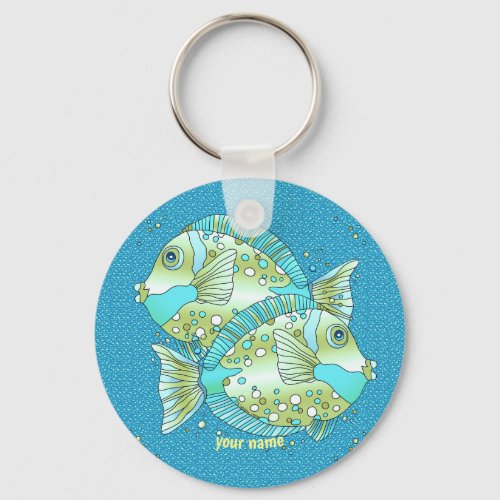 Blue Fish custom name keychain