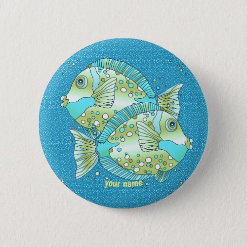 Blue Fish custom name pin button