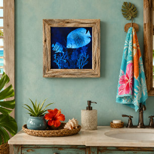 Blue Fish Deep Blue Seas Marine Life Ocean Theme Ceramic Tile