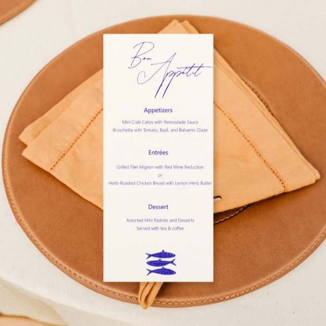 Blue Fish Design Wedding Menu Italy  (Creator Uploaded)