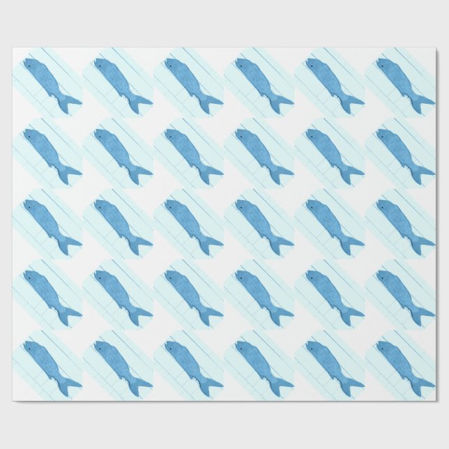 blue fish diagonal logo wrapping paper (Flat)