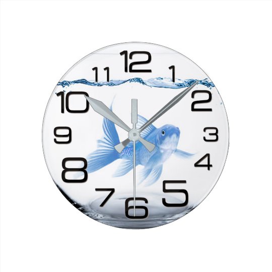 blue fish in bowl wall clock Zazzle