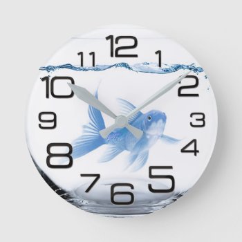 Blue Fish In Bowl Wall Clock by SharonCullars at Zazzle