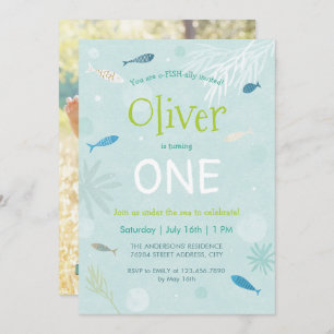 Blue Fish Kids Birthday Party Card