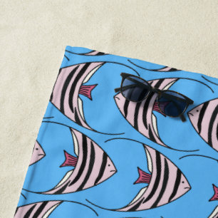 Blue Fish kids pattern Beach Towel