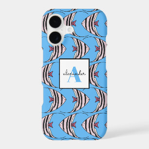 Blue Fish Monogram iPhone 17 Case