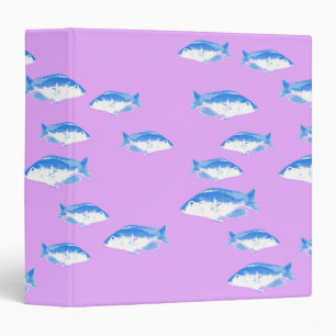 Blue fish on lilac 3 ring binder