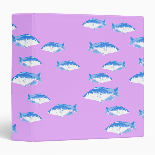 Blue fish on lilac 3 ring binder (Front/Spine)