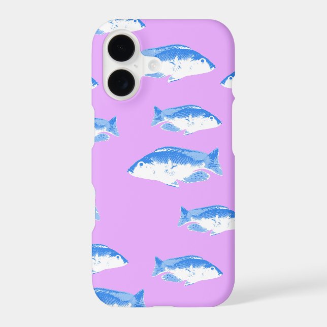 Blue fish on lilac Case-Mate iPhone case (Back)