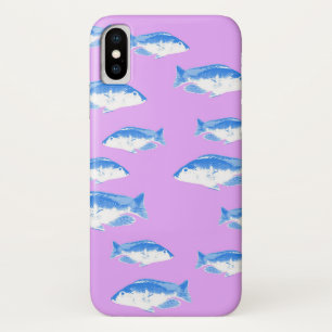 Blue fish on lilac iPhone x case