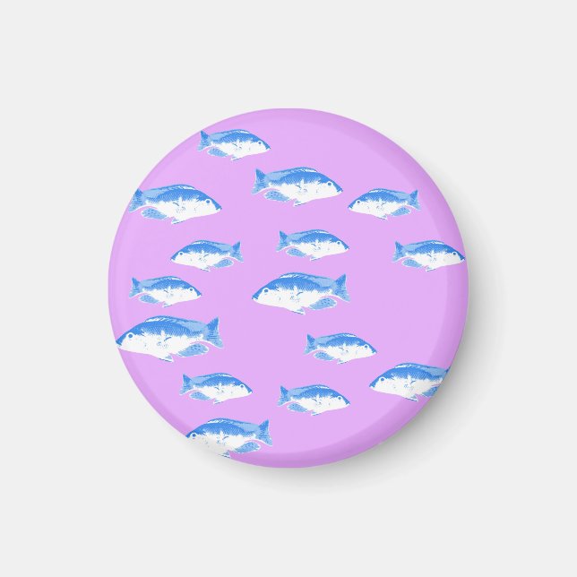 Blue fish on lilac magnet (Front)
