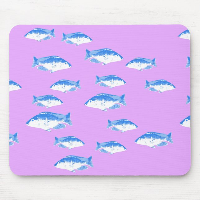 Blue fish on lilac mouse pad (Front)