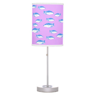 Blue fish on lilac table lamp