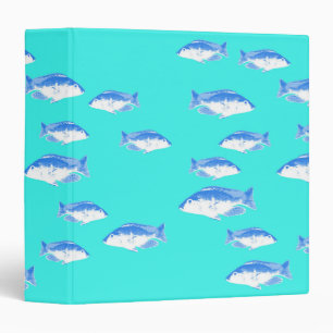 Blue fish on turquoise 3 ring binder