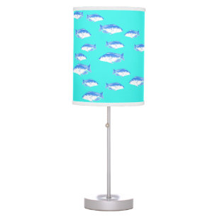 Blue fish on turquoise table lamp