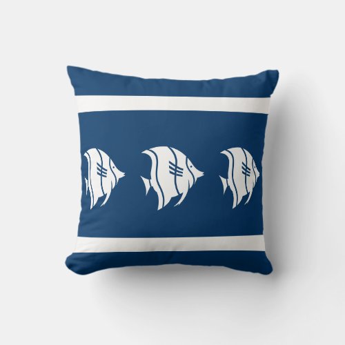 blue  fish  on  white  PILLOW coastal living