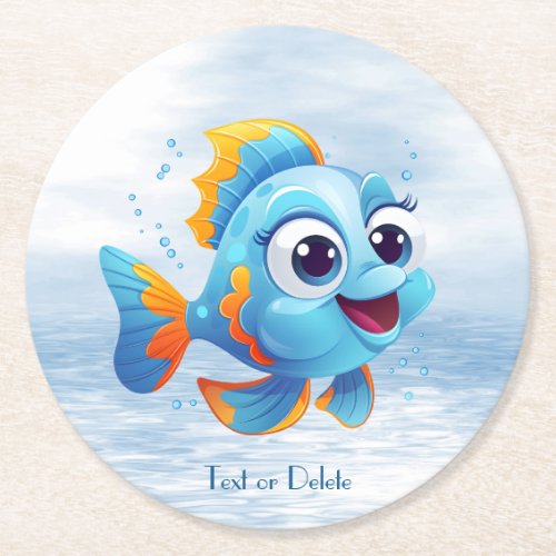 Blue Fish Paper Coaster