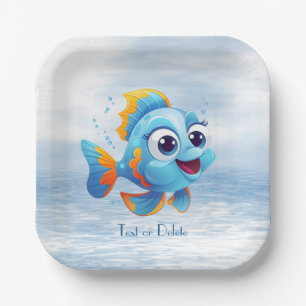 Blue Fish Paper Plate