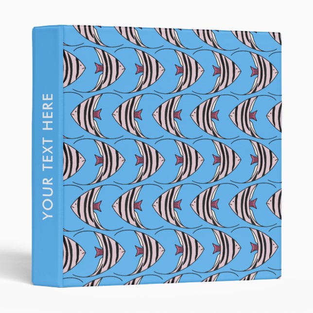 Blue fish pattern 3 ring binder (Front/Spine)