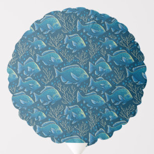 Blue Fish Pattern Balloon