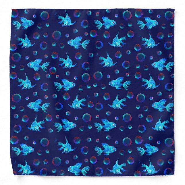 blue fish pattern bandana (Front)