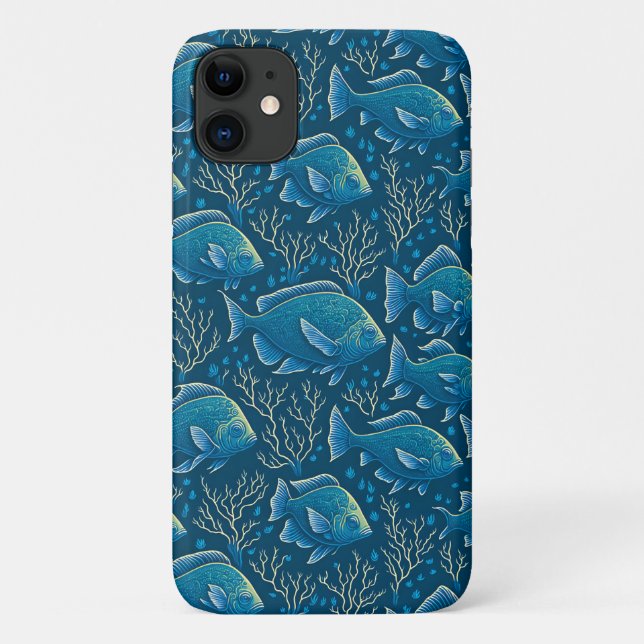 Blue Fish Pattern Case-Mate iPhone Case (Back)