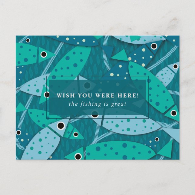 Blue Fish Pattern Customized   Postcard (Front)