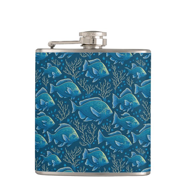 Blue Fish Pattern Flask (Front)