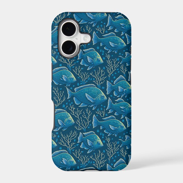 Blue Fish Pattern Iphone Case (Back)