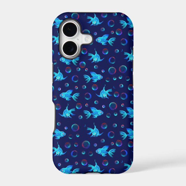 blue fish pattern iphone case (Back)