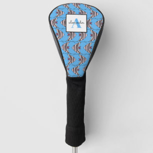 Blue fish pattern monogram golf head cover