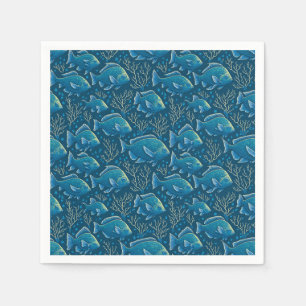 Blue Fish Pattern Napkins