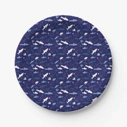 blue  fish pattern paper plates