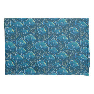 Blue Fish Pattern Pillow Case