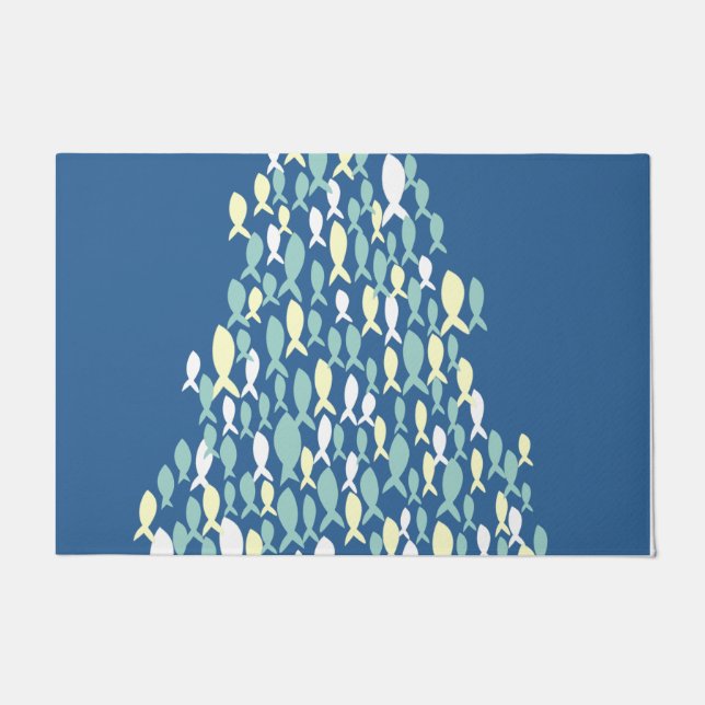 Blue Fish Pattern Rug, New Home Layer Rug (Front)