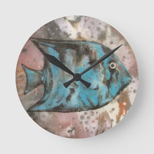 blue fish round clock (Front)