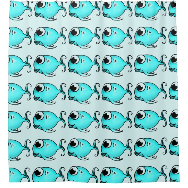 Blue Fish Shower Curtain (Front)