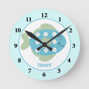 Blue Fish Under The Sea Wall Clock