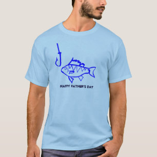 Blue Fish with fishing hook Happy Father's Day T-Shirt