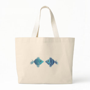 blue fishes large tote bag