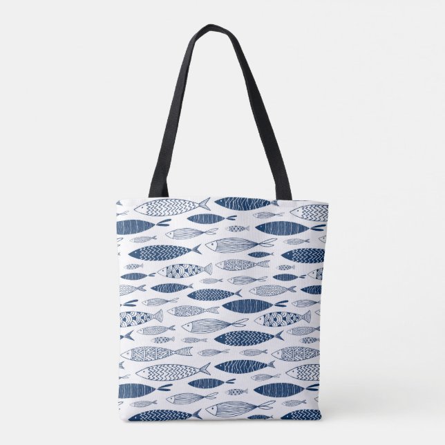 Blue fishes tote bag (Back)