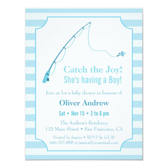 Blue Fishing Themed Baby Shower Invitations | Zazzle.com