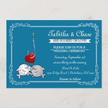 Blue Fishing Wedding Invitation by AnnounceIt at Zazzle
