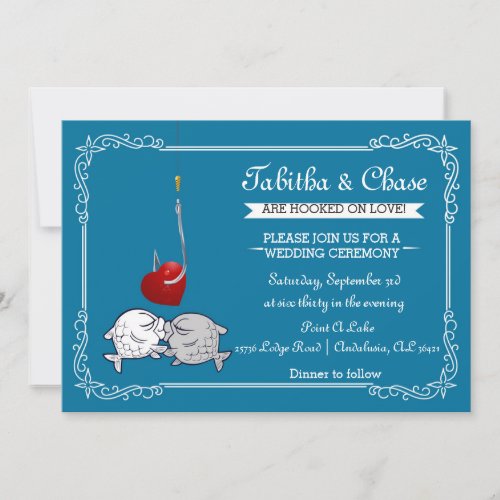 Blue Fishing Wedding Invitation