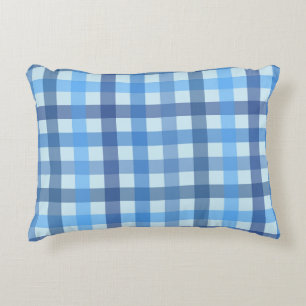 Blue Five-Color Gingham Pattern Accent Pillow